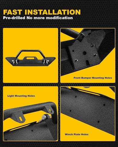 KYX Front Bumper Compatible with 07-18 Jeep Wrangler JK and JK Unlimited Rock Crawler, Bull Bar Grille Guard with Winch Plate and D-Rings in Saudi Arabia