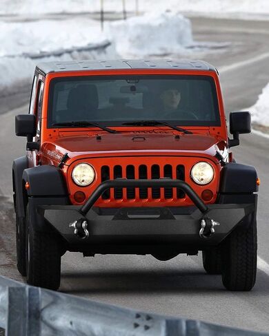 KYX Front Bumper Compatible with 07-18 Jeep Wrangler JK and JK Unlimited Rock Crawler, Bull Bar Grille Guard with Winch Plate and D-Rings in Saudi Arabia