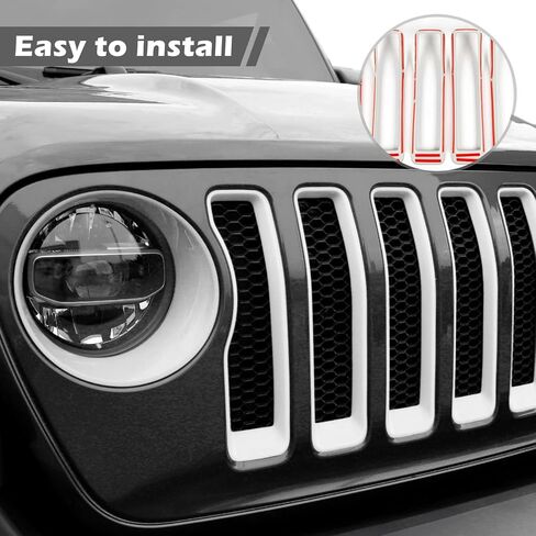 RT-TCZ for Wrangler JL Mesh Front Grille Grill Insert Headlight Light Cover Trim for Jeep Wrangler JL JLU 2018-2022 White Exterior Accessories 9pcs in Saudi Arabia
