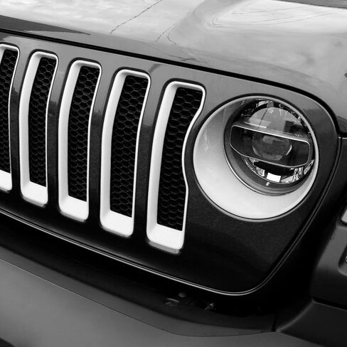 RT-TCZ for Wrangler JL Mesh Front Grille Grill Insert Headlight Light Cover Trim for Jeep Wrangler JL JLU 2018-2022 White Exterior Accessories 9pcs in Saudi Arabia