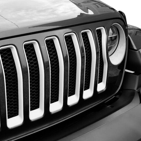 RT-TCZ for Wrangler JL Mesh Front Grille Grill Insert Headlight Light Cover Trim for Jeep Wrangler JL JLU 2018-2022 White Exterior Accessories 9pcs in Saudi Arabia