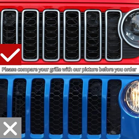 JeCar الجبهة مصبغة إدراج شبكة إطار الشواية أغطية الكسوة الملحقات الخارجية متوافقة مع جيب رانجلر 2024 JL JLU & Gladiator JT 2024، أسود in Kuwait