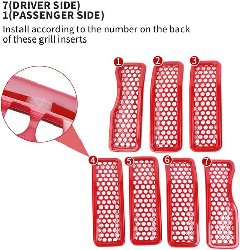 JeCar الجبهة مصبغة إدراج شبكة إطار الشواية أغطية الكسوة الملحقات الخارجية متوافقة مع جيب رانجلر 2024 JL JLU & Gladiator JT 2024، أسود in Kuwait