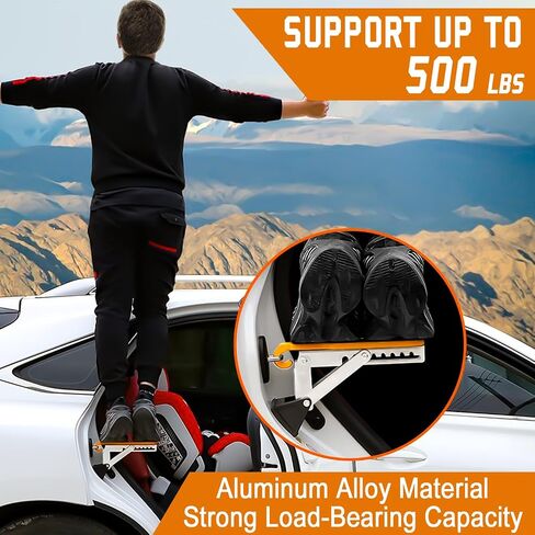 Universal Fit Car Door Step 2024 Upgraded | 7 Gear Adjustable Foldable Roof Rack Door Step Up on Door Latch | Both Feet Stand Pedal Ladder | Max Load 500 lbs | Roof Access for Cars, SUVs, and Trucks in Saudi Arabia