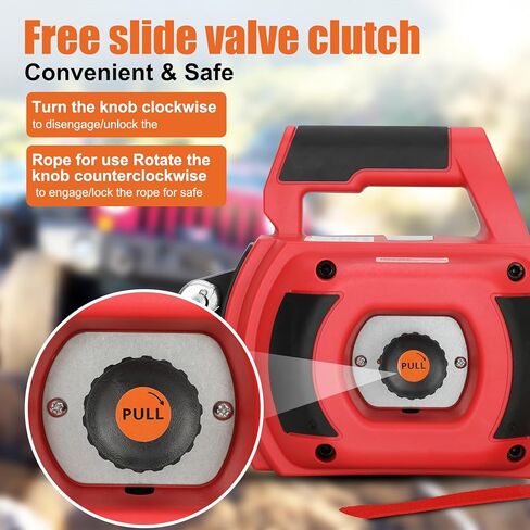 ونش حفر محمول بوزن 1000 رطل، ونش حفر أحمر محمول بحبل صناعي بطول 40 قدم، قم بتدوير الخطاف 360 درجة، للرفع والسحب in Kuwait