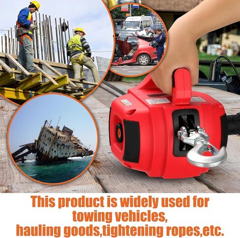 ونش حفر محمول بوزن 1000 رطل، ونش حفر أحمر محمول بحبل صناعي بطول 40 قدم، قم بتدوير الخطاف 360 درجة، للرفع والسحب in Kuwait