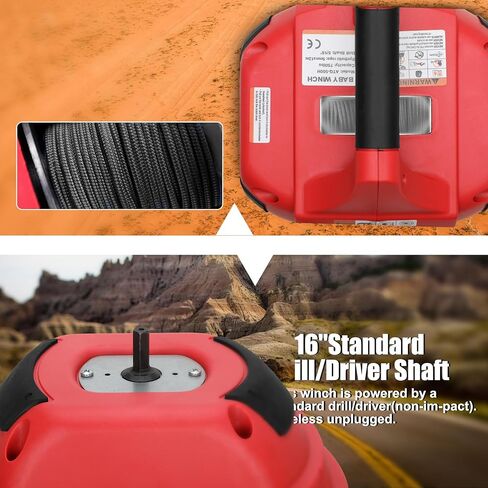 ونش حفر محمول بوزن 1000 رطل، ونش حفر أحمر محمول بحبل صناعي بطول 40 قدم، قم بتدوير الخطاف 360 درجة، للرفع والسحب in Kuwait