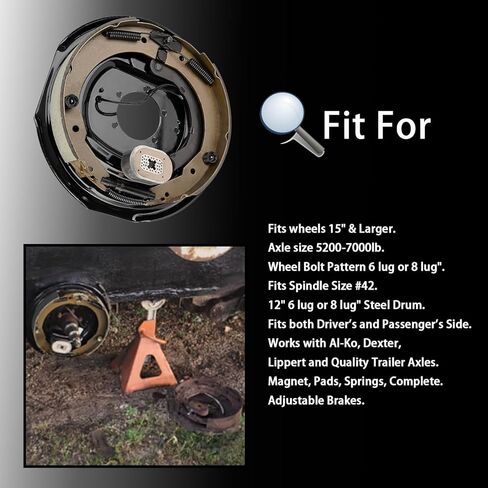 12x2 7K مجموعة فرامل مقطورة كهربائية ذاتية الضبط 6/8 العروة تناسب 5200 6000 7000 رطل PJ Al-Ko منصات تفريغ الفرامل أحذية مغناطيس تحويل هيدروليكي يستبدل K23-180-00 023-105-00 023-106-00 in Kuwait