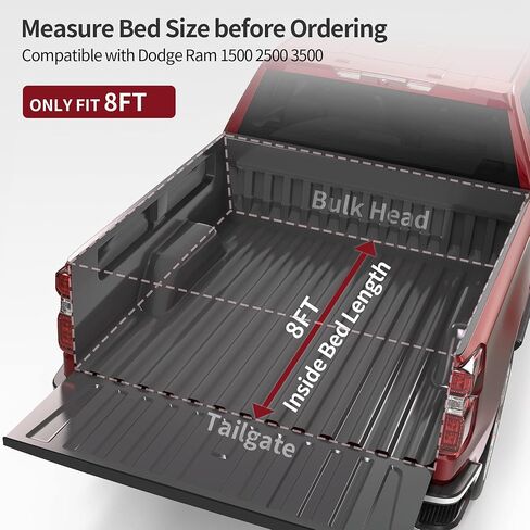 OEDRO Soft Roll Up Truck Bed Tonneau Cover Compatible with 2002-2024 Dodge Ram 1500 Classic Only, 2003-2024 Dodge Ram 2500 3500, Fleetside 6.4 Ft Bed w/o Ram Box in Saudi Arabia