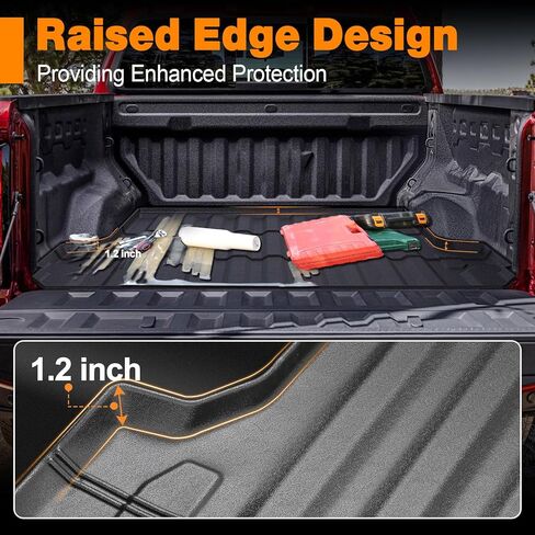 حصيرة سرير الشاحنة مع حافة مرتفعة لعام 2023 2024 ملحقات Chevy Colorado/GMC Canyon، 5FT لجميع الأحوال الجوية TPE شديدة التحمل لبطانة السرير in Kuwait