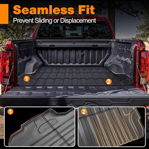 حصيرة سرير الشاحنة مع حافة مرتفعة لعام 2023 2024 ملحقات Chevy Colorado/GMC Canyon، 5FT لجميع الأحوال الجوية TPE شديدة التحمل لبطانة السرير in Kuwait