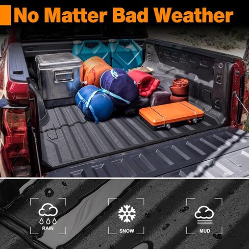 حصيرة سرير الشاحنة مع حافة مرتفعة لعام 2023 2024 ملحقات Chevy Colorado/GMC Canyon، 5FT لجميع الأحوال الجوية TPE شديدة التحمل لبطانة السرير in Kuwait