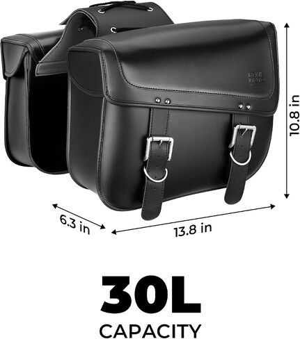KEMIMOTO Motorcycle Saddlebags, 30L Large Capacity Saddle Bags Motorcycles, PU Leather Motorcycle Luggage Bag for Sportster Softail Dyna V-star Shadow, Universal Motorcycle Accessories, Black in Saudi Arabia