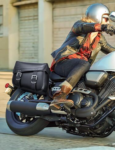KEMIMOTO Motorcycle Saddlebags, 30L Large Capacity Saddle Bags Motorcycles, PU Leather Motorcycle Luggage Bag for Sportster Softail Dyna V-star Shadow, Universal Motorcycle Accessories, Black in Saudi Arabia