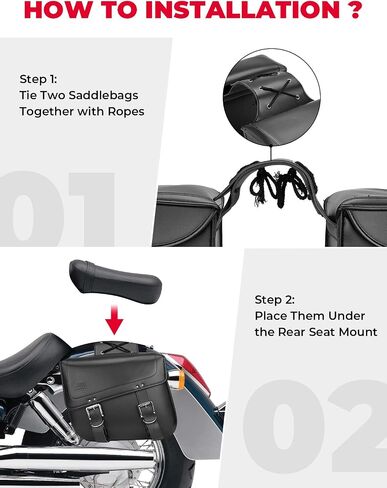 KEMIMOTO Motorcycle Saddlebags, 30L Large Capacity Saddle Bags Motorcycles, PU Leather Motorcycle Luggage Bag for Sportster Softail Dyna V-star Shadow, Universal Motorcycle Accessories, Black in Saudi Arabia