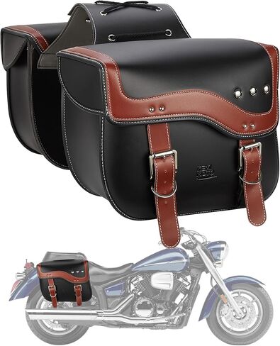 KEMIMOTO Motorcycle Saddlebags, 30L Large Capacity Saddle Bags Motorcycles, PU Leather Motorcycle Luggage Bag for Sportster Softail Dyna V-star Shadow, Universal Motorcycle Accessories, Black in Saudi Arabia