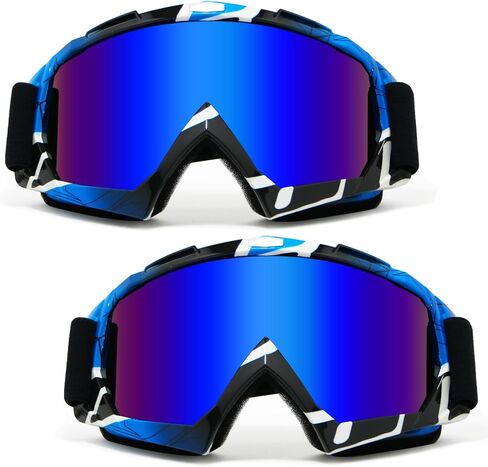 Dirt Bike Goggles 2Packs Motorcycle ATV Goggles UV Protection Motocross Goggles Off Road Riding Helmet Goggles MX Goggles for Men Women Youth Kids in Saudi Arabia