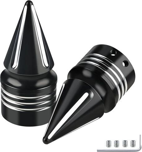 3.6 in Motorcycle Front Axle Nut Covers, Left & Right Spike Front Axle Caps Compatible with Harley Davidson Street Road Electra Tri Glide Road King Fat Boy Dyna (Chrome) in Saudi Arabia