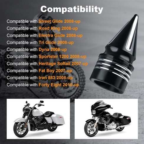 3.6 in Motorcycle Front Axle Nut Covers, Left & Right Spike Front Axle Caps Compatible with Harley Davidson Street Road Electra Tri Glide Road King Fat Boy Dyna (Chrome) in Saudi Arabia