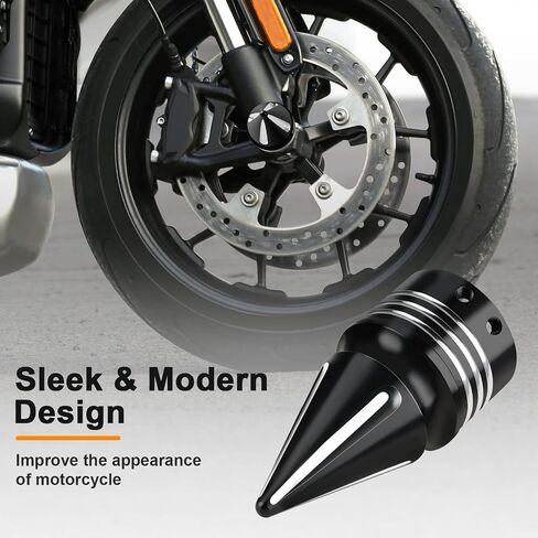 3.6 in Motorcycle Front Axle Nut Covers, Left & Right Spike Front Axle Caps Compatible with Harley Davidson Street Road Electra Tri Glide Road King Fat Boy Dyna (Chrome) in Saudi Arabia