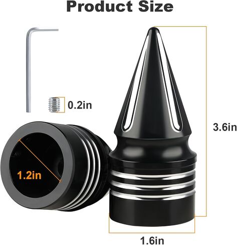 3.6 in Motorcycle Front Axle Nut Covers, Left & Right Spike Front Axle Caps Compatible with Harley Davidson Street Road Electra Tri Glide Road King Fat Boy Dyna (Chrome) in Saudi Arabia