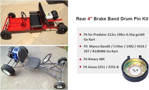 مجموعة دبوس فرامل الطبل الخلفية 4 بوصة للمفترس 212 420 196cc ATV Manco Bandit Critter 1492 4316 297 Go Kart الروتاري 484 Azusa 2251-B عربة الفناء in Kuwait