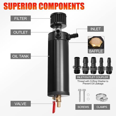 خزان خزان الزيت العالمي بمنفذين من الألومنيوم سعة 750 مل مع فلتر للاستراحة وصمام تصريف in Kuwait