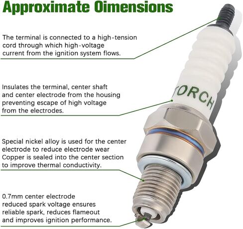 2 Packs CR7HSA A7TC Spark Plug Replacement for 50cc 70cc 90cc 110cc 125cc Scooter Dirt Pocket Bike ATV Moped Quad Torch A7T A7RTC T1137C stk 4549 4629 C7HSA in Saudi Arabia