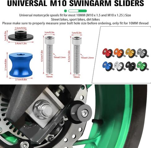 2Pcs 10MM M10 X1.5/1.25 Motorcycle Swing Arm Spools Sliders CNC Aluminum Swingarm Spools Stand Screw Compatible with VULCAN S 650 900 Ninja 250 300 ZX-10R ZX-6R(Black) in Saudi Arabia