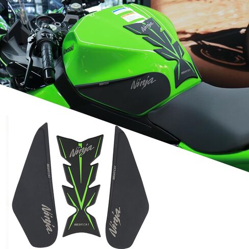واقيات خزان الغاز متوافقة مع ملصق خزان الوقود Kawasaki Ninja 400 ملصق جانبي لخزان الوقود وسادة خزان الوقود للدراجات النارية (أسود نينجا) in Saudi Arabia