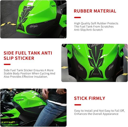 واقيات خزان الغاز متوافقة مع ملصق خزان الوقود Kawasaki Ninja 400 ملصق جانبي لخزان الوقود وسادة خزان الوقود للدراجات النارية (أسود نينجا) in Saudi Arabia