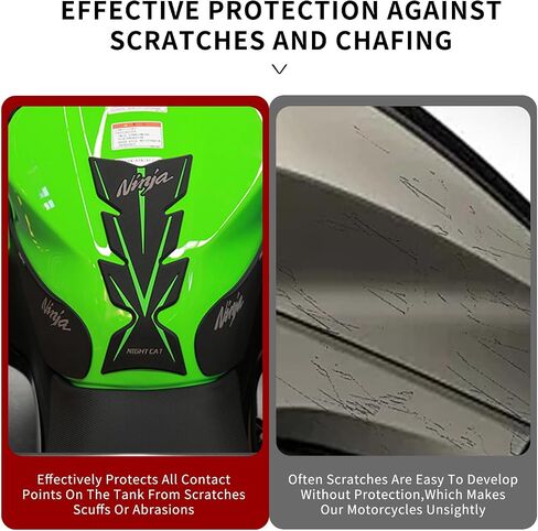 واقيات خزان الغاز متوافقة مع ملصق خزان الوقود Kawasaki Ninja 400 ملصق جانبي لخزان الوقود وسادة خزان الوقود للدراجات النارية (أسود نينجا) in Saudi Arabia