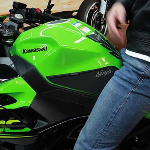 واقيات خزان الغاز متوافقة مع ملصق خزان الوقود Kawasaki Ninja 400 ملصق جانبي لخزان الوقود وسادة خزان الوقود للدراجات النارية (أسود نينجا) in Saudi Arabia