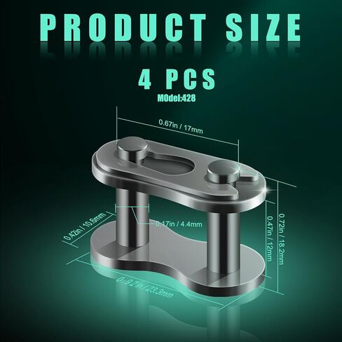 Pack of 4 Connectors for Motorcycle Pocket Bike Bicycle Roller Chain Pocket Bike Cross Silver Master Link Replacement for 50cc 70cc 90cc 110cc 125cc ATV Quad 4 Wheeler Pocket Bike Made in China, 35 in Saudi Arabia