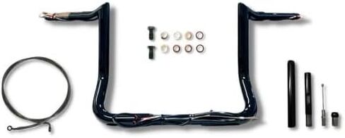 شماعات Meathook Ape ذات الأسلاك المسبقة من Dominator Industries مقاس 12 بوصة، مجموعة مقود الكل في واحد متوافقة مع موديلات 2021-2023 Harley Davidson Street Glide وElectra وUltra Limited الخاصة والمنخفضة، أسود لامع in Kuwait