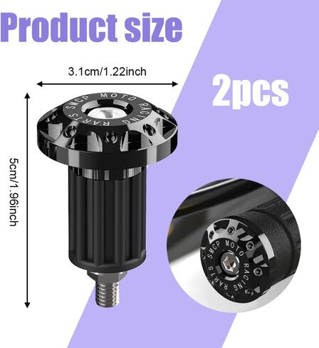 2PCS Universal Motorcycle Bar End Plug, Aluminum Alloy Handlebar Grip End Caps, 7/8" 22mm Moto Grips Ends Replacement for Kawasaki, Suzuki, Yamaha, Ducati (Black) in Kuwait