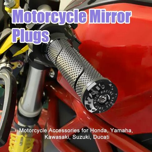 2PCS Universal Motorcycle Bar End Plug, Aluminum Alloy Handlebar Grip End Caps, 7/8" 22mm Moto Grips Ends Replacement for Kawasaki, Suzuki, Yamaha, Ducati (Black) in Kuwait