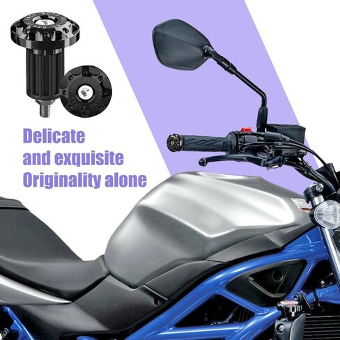2PCS Universal Motorcycle Bar End Plug, Aluminum Alloy Handlebar Grip End Caps, 7/8" 22mm Moto Grips Ends Replacement for Kawasaki, Suzuki, Yamaha, Ducati (Black) in Kuwait