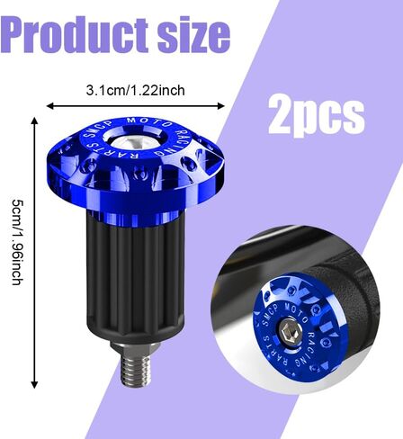 2PCS Universal Motorcycle Bar End Plug, Aluminum Alloy Handlebar Grip End Caps, 7/8" 22mm Moto Grips Ends Replacement for Kawasaki, Suzuki, Yamaha, Ducati (Black) in Saudi Arabia