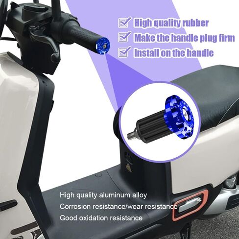 2PCS Universal Motorcycle Bar End Plug, Aluminum Alloy Handlebar Grip End Caps, 7/8" 22mm Moto Grips Ends Replacement for Kawasaki, Suzuki, Yamaha, Ducati (Black) in Saudi Arabia