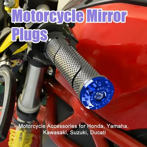 2PCS Universal Motorcycle Bar End Plug, Aluminum Alloy Handlebar Grip End Caps, 7/8" 22mm Moto Grips Ends Replacement for Kawasaki, Suzuki, Yamaha, Ducati (Black) in Saudi Arabia
