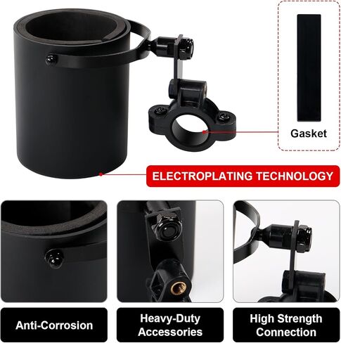 Motorcycle Cup Holder,360° Swivel Handle,Anti-Corrosion and Waterproof Bike Cup Drink Holder,Easy to Install, Universal Water Bottle Holder for 1"-1.25" Handlebar,for Scooter, Boat, Kayak,ATV,Bicycle in Saudi Arabia