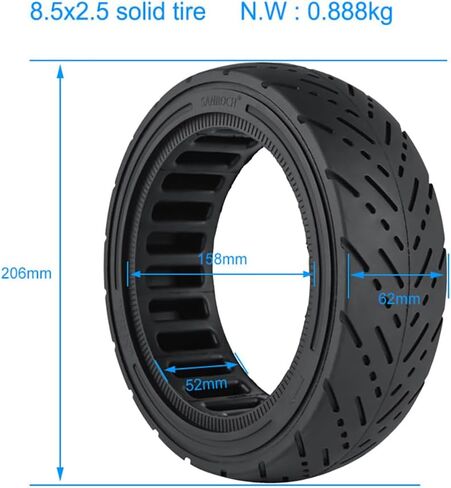 إطار صلب للسكوتر 8.5 بوصة مقاس 8.5 × 2.5 للدراجات البخارية Dualtron Mini & Speedway Leger/Pro، 8.5 × 3 8 1/2 × 2.5 استبدال العجلات الأمامية والخلفية للطرق الوعرة للدراجات الكهربائية (أسود، عبوتان) in Kuwait