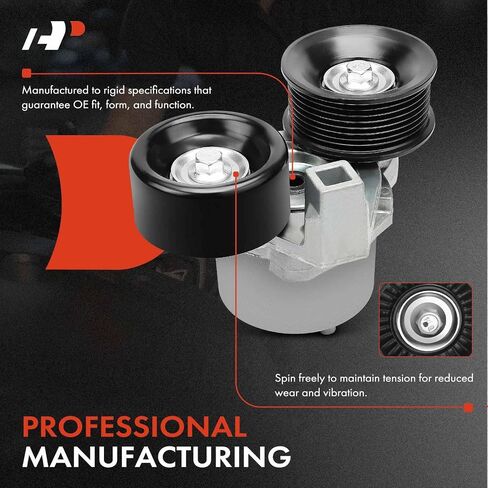 A-Premium Belt Tensioner Assembly with Pulley Compatible with Ford Excursion 2000-2003, F-250 F-350 Super Duty, E-350 E-450 Super Duty 1999-2003, Replace# F8UZ6B209CA, F8TE6B209BD in Saudi Arabia