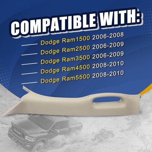 A-Pillar Trim Interior Handle and Single Gauge Pod (Left-Driver Side) Fit for Dodge Ram 1500 2500 3500 4500 5500 2006-2010 SRT-10 A Pillar with Handle ZL39BD1AA,ZL39BD1AB in Saudi Arabia