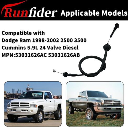 53031626AC 53031626AB Accelerator Throttle Cable Fit for Dodge Ram 1998 1999 2000 2001 2002 2500 3500 Cummins 5.9L 24 Valve Diesel in Saudi Arabia