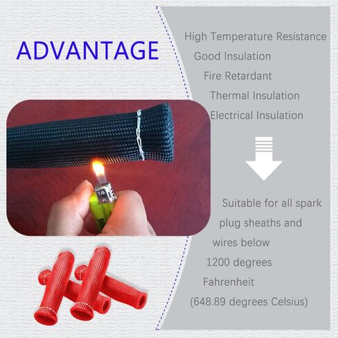 8Pcs Spark Plug Wire Boots Heat Shield Protector Sleeve, 1200 Degree Spark Plug Heat Cover, Sleeve Heat Shield Cover, Insulator Sleeve Spark Plug Wire Boots 6 inch for Car Truck (Black) in Saudi Arabia