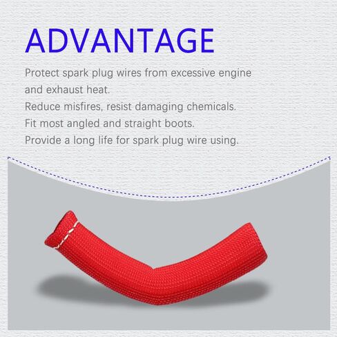 8Pcs Spark Plug Wire Boots Heat Shield Protector Sleeve, 1200 Degree Spark Plug Heat Cover, Sleeve Heat Shield Cover, Insulator Sleeve Spark Plug Wire Boots 6 inch for Car Truck (Black) in Saudi Arabia