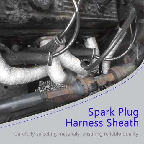 8Pcs Spark Plug Wire Boots Heat Shield Protector Sleeve, 1200 Degree Spark Plug Heat Cover, Sleeve Heat Shield Cover, Insulator Sleeve Spark Plug Wire Boots 6 inch for Car Truck (Black) in Saudi Arabia