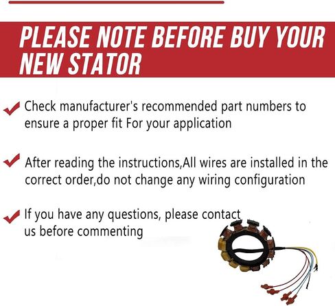 Stator For Mercury 174-5456-16 Outboard 135,150,175,200,220,250,275 HP 398-5454A35 5454A32 16-Amp 2 Stroke 6-Cylinder 1981-1993 black max in Saudi Arabia
